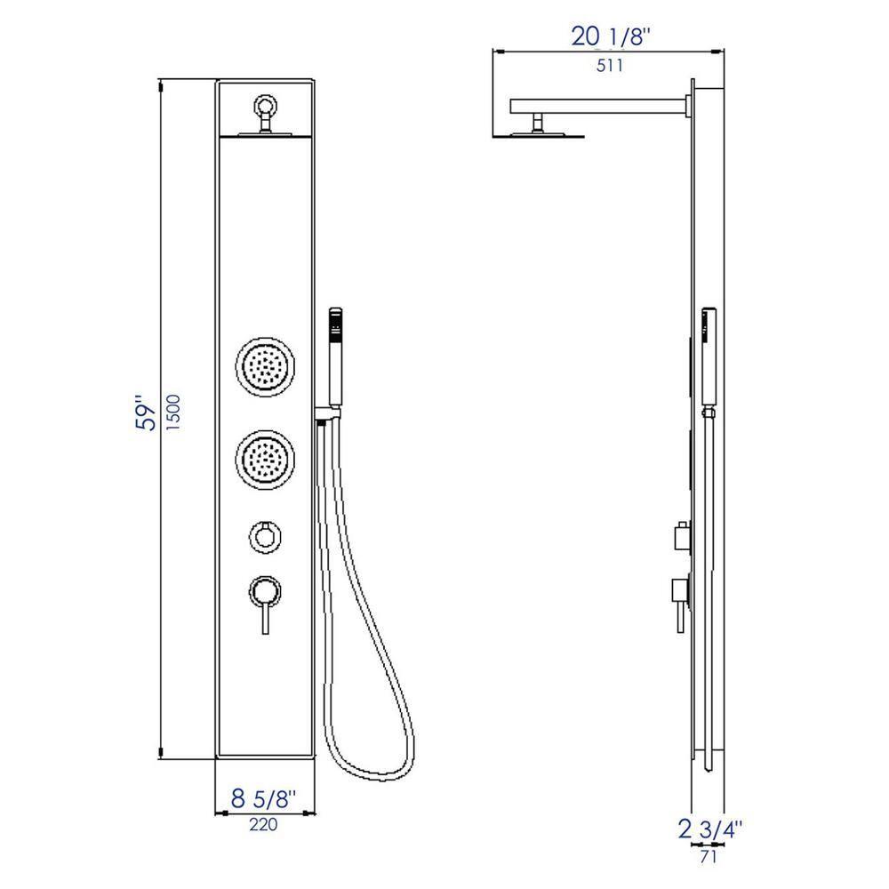 59'' Shower Panel with Adjustable Shower Head