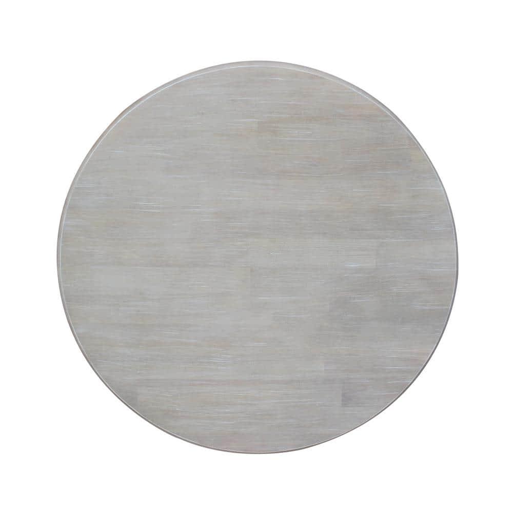 Round Top 36" x 36" Solid Wood Pedestal Dining Table in Washed Gray Taupe