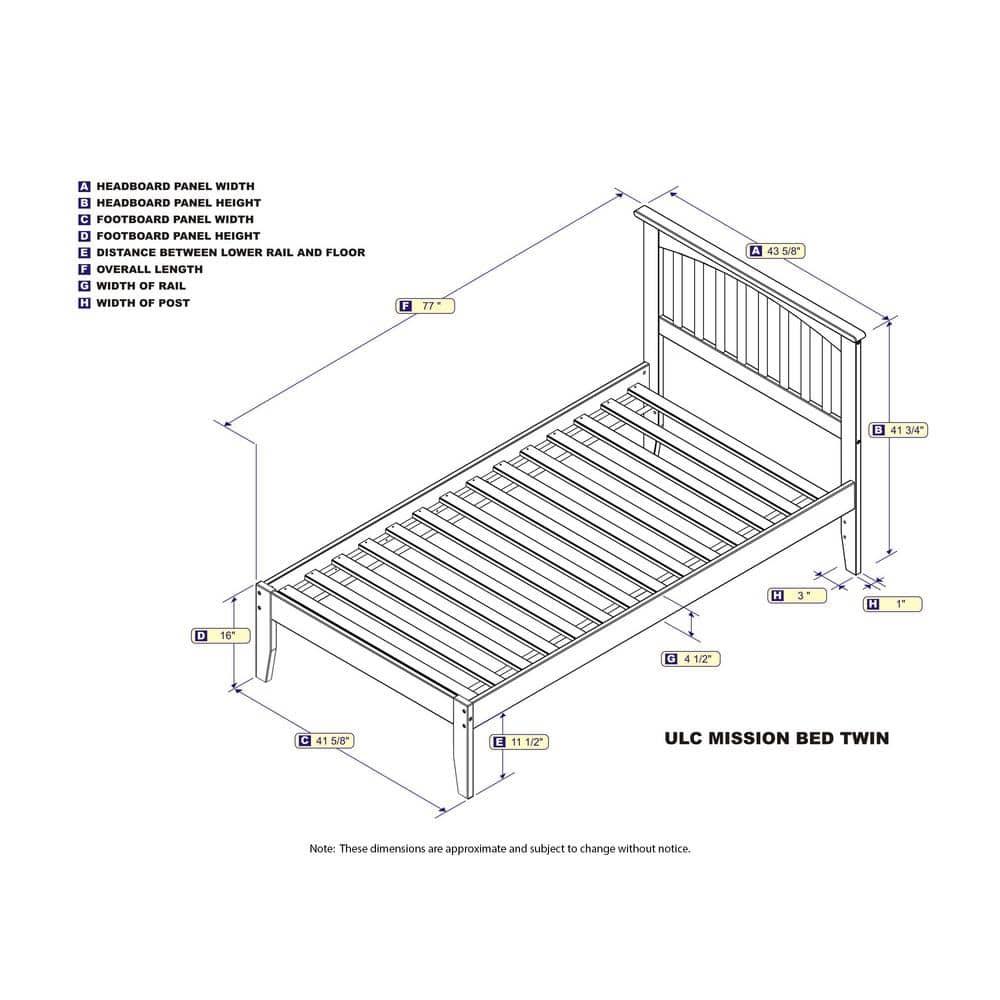 Mission Platform Bed with Open Foot Board in, in Multiple Colors and Sizes