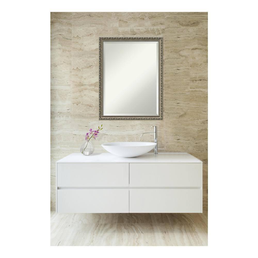 Amanti Art Beveled Wood Wall Mirror - Parisian Silver Frame Outer Size: 20 x 26 in