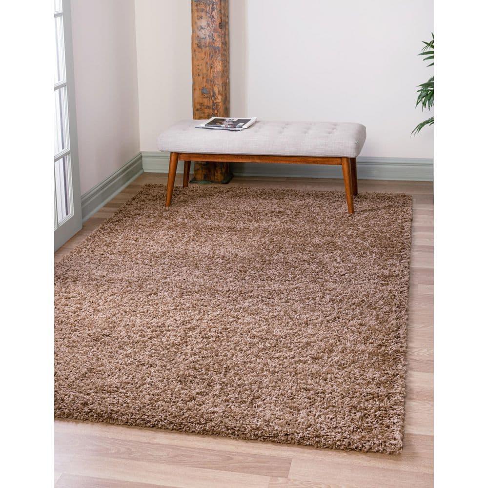 Unique Loom 9' 0 x 12' 0 Rectangle Solid Shag Sandy Brown Area Rug