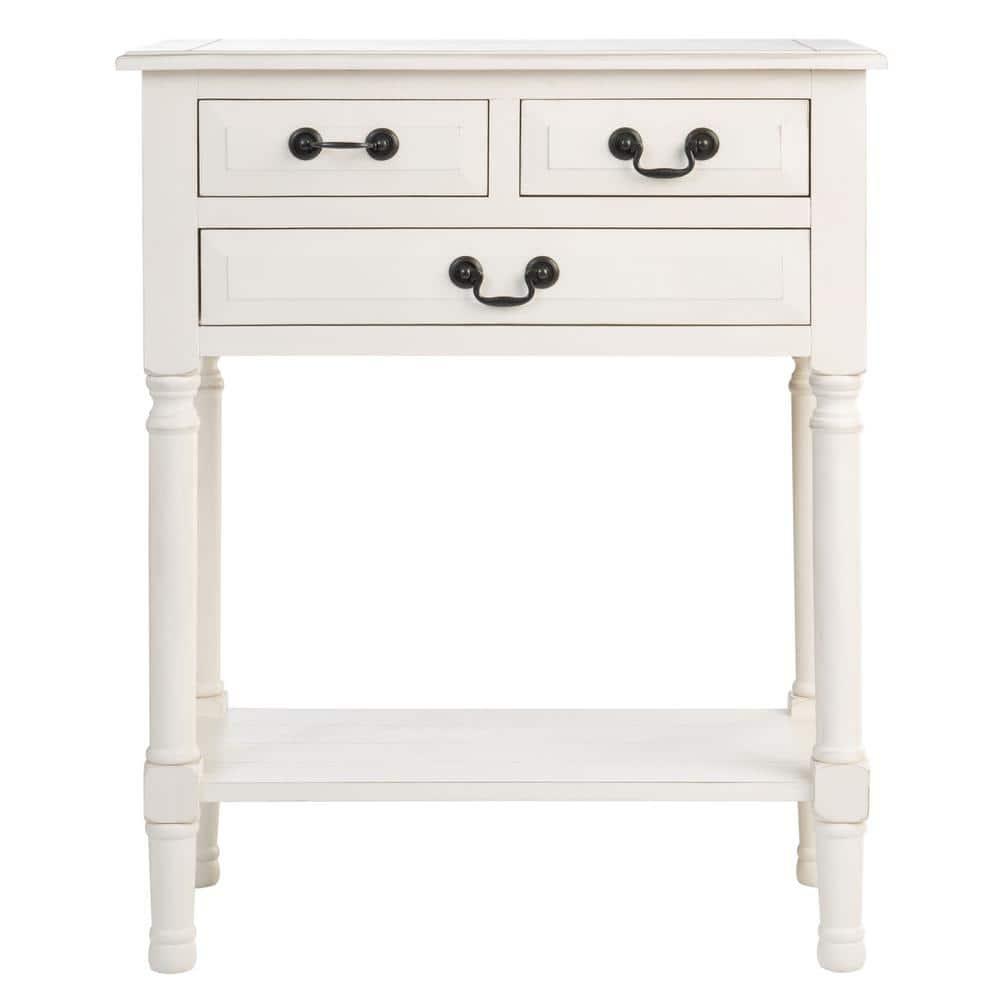 Primrose 3 Drawer Console Table - Distrssed White - Safavieh