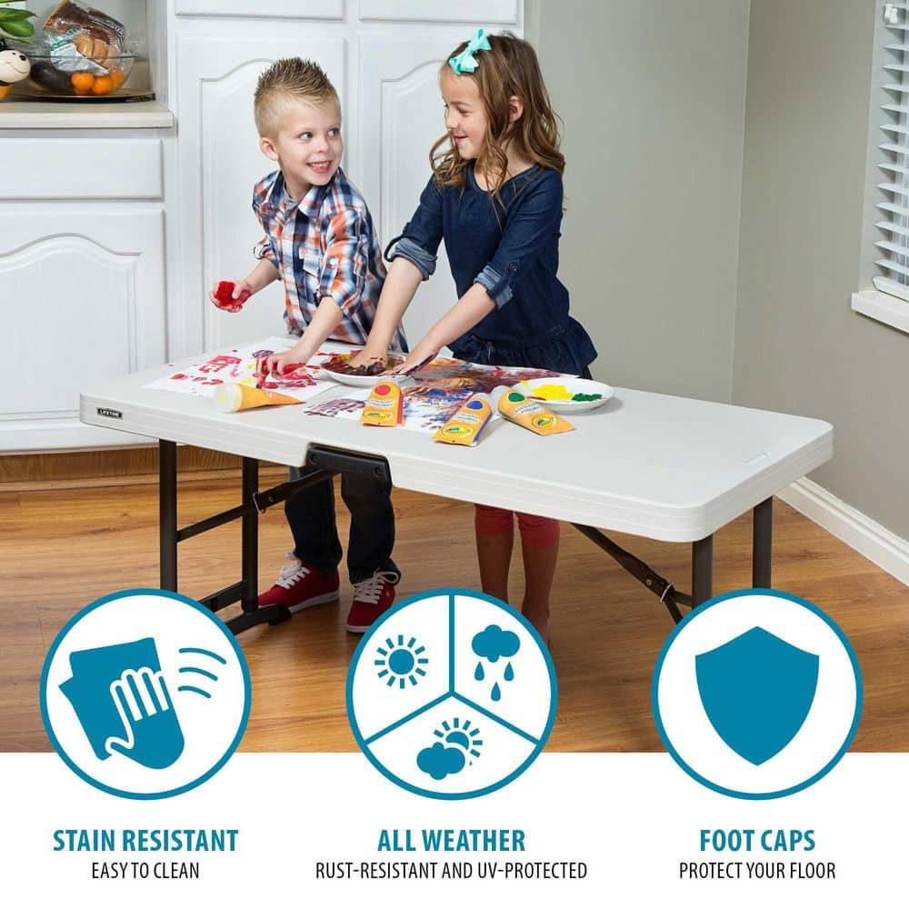 Lifetime 4 Foot Rectangle Folding Table Indoor/Outdoor Commercial Grade, Almond (80387)
