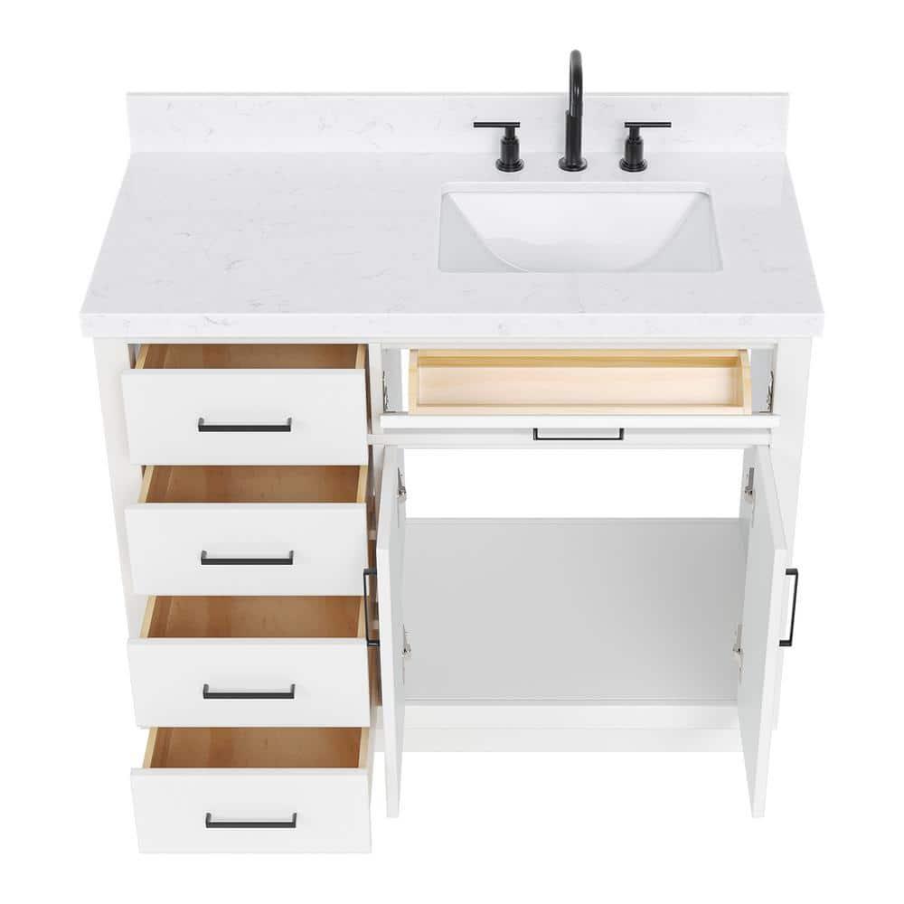 Ariel T042srcqrvo Hepburn 42" Free Standing Single Basin Vanity Set - White