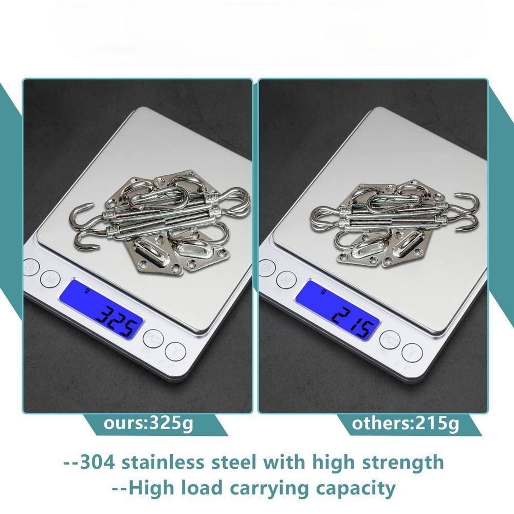 FZENeast Shade Sail Hardware Kit, 5 Inch Super Heavy Duty 304 Marine Grade Stainless Steel Sun Shade Hardware Kit for Triangle/Rectangle/Square Sun Shade Sails Installation (40 PCS)