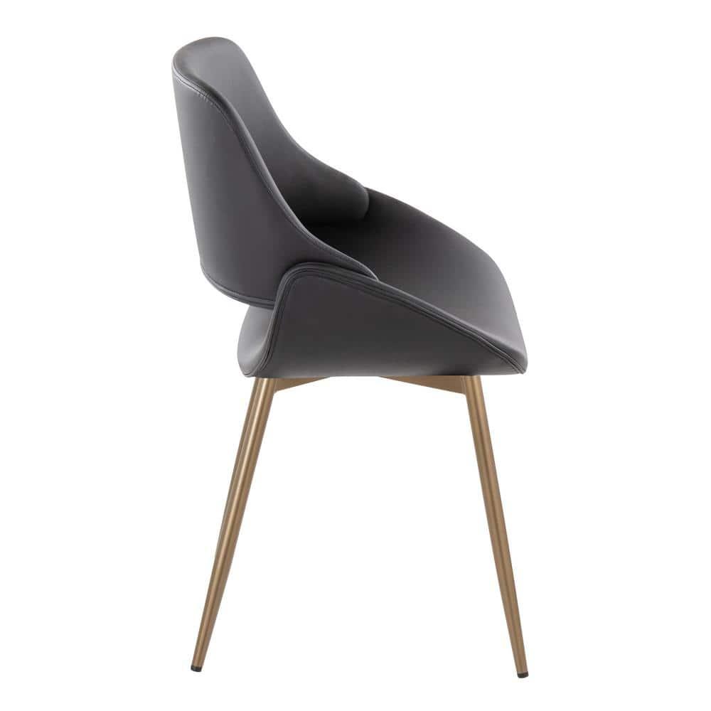 Fabrico Contemporary Accent Chair In Antique Copper Metal And Grey Faux Leather By Lumisource - Set Of 2