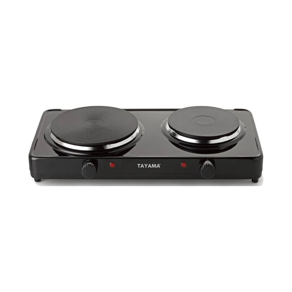 Tayama  Dual Burner Diecast Hot Plate with Temperature Controls, Black