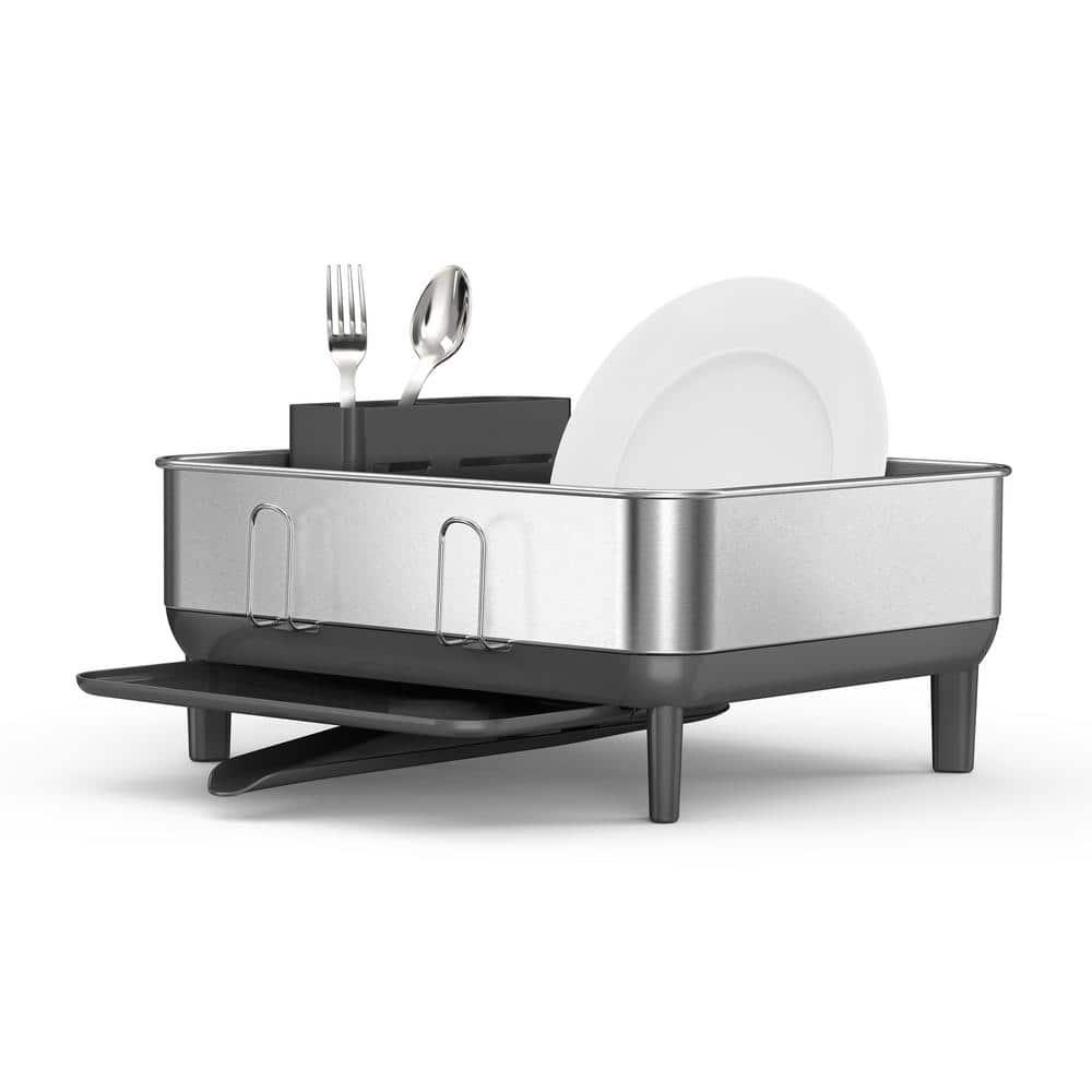 Simplehuman Compact Dish Drying Rack, Brushed Stainless Steel Frame