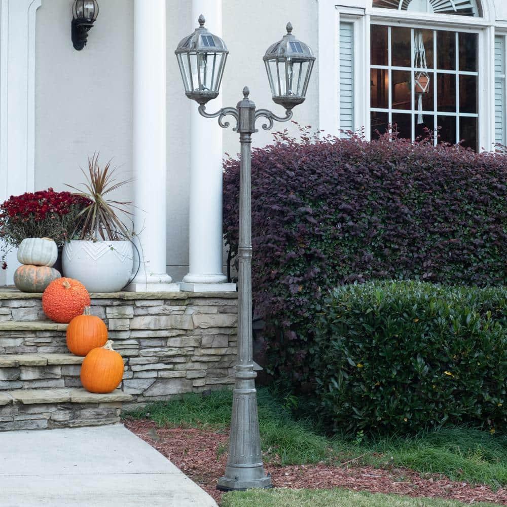 Gama Sonic Royal Brown 2-Light 89" H 300 Lumen Solar Powered Lamp Post (Full)