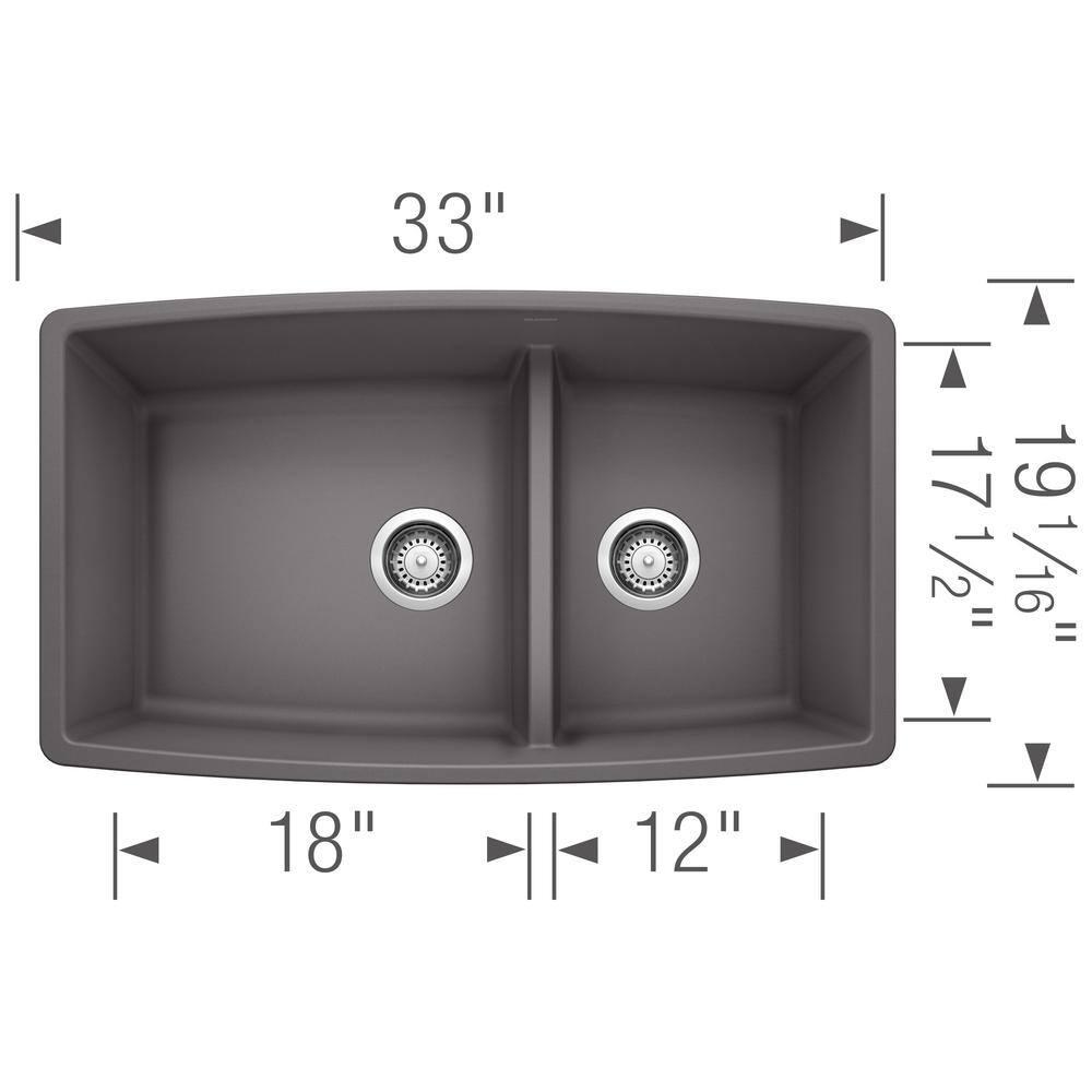 Performa SILGRANIT 33" L x 19" W Double Bowl Undermount Kitchen Sink