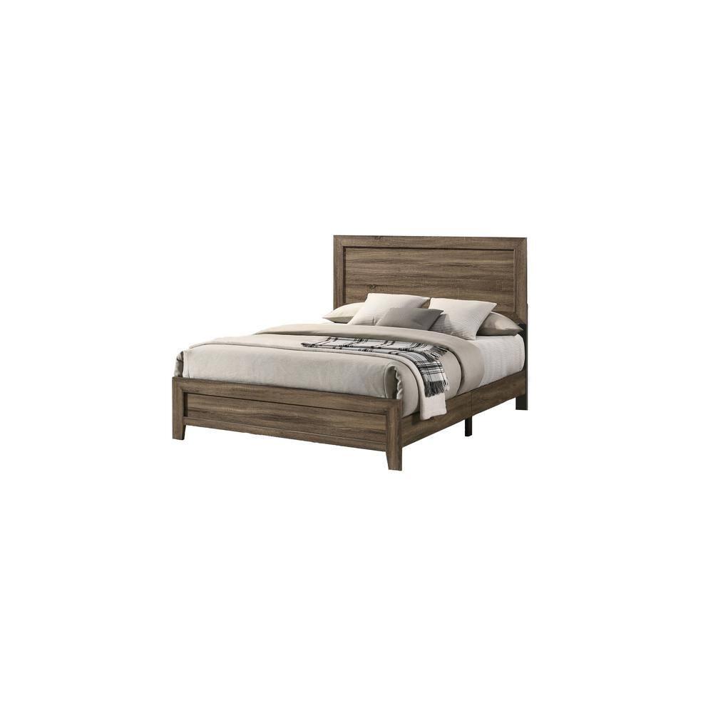 Dark Walnut Wood Panel Bed in California King Size