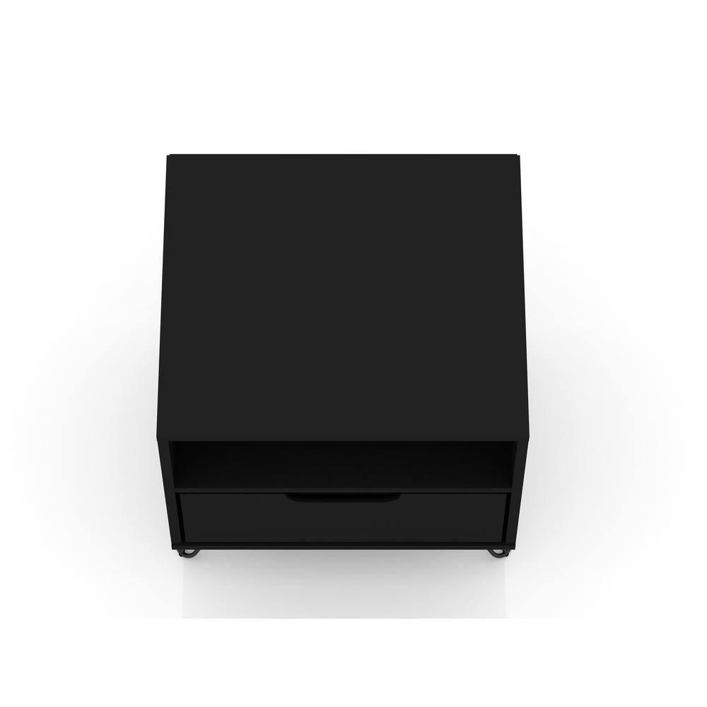 Set of 2 Rockefeller 1 Drawer Nightstands Black - Manhattan Comfort