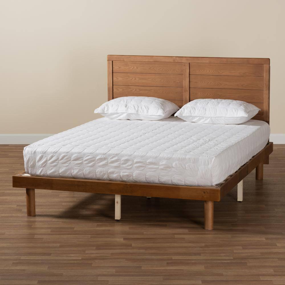Baxton Studio Daina Mid-Century Modern Ash Walnut Finished Wood Full Size Platform Bed