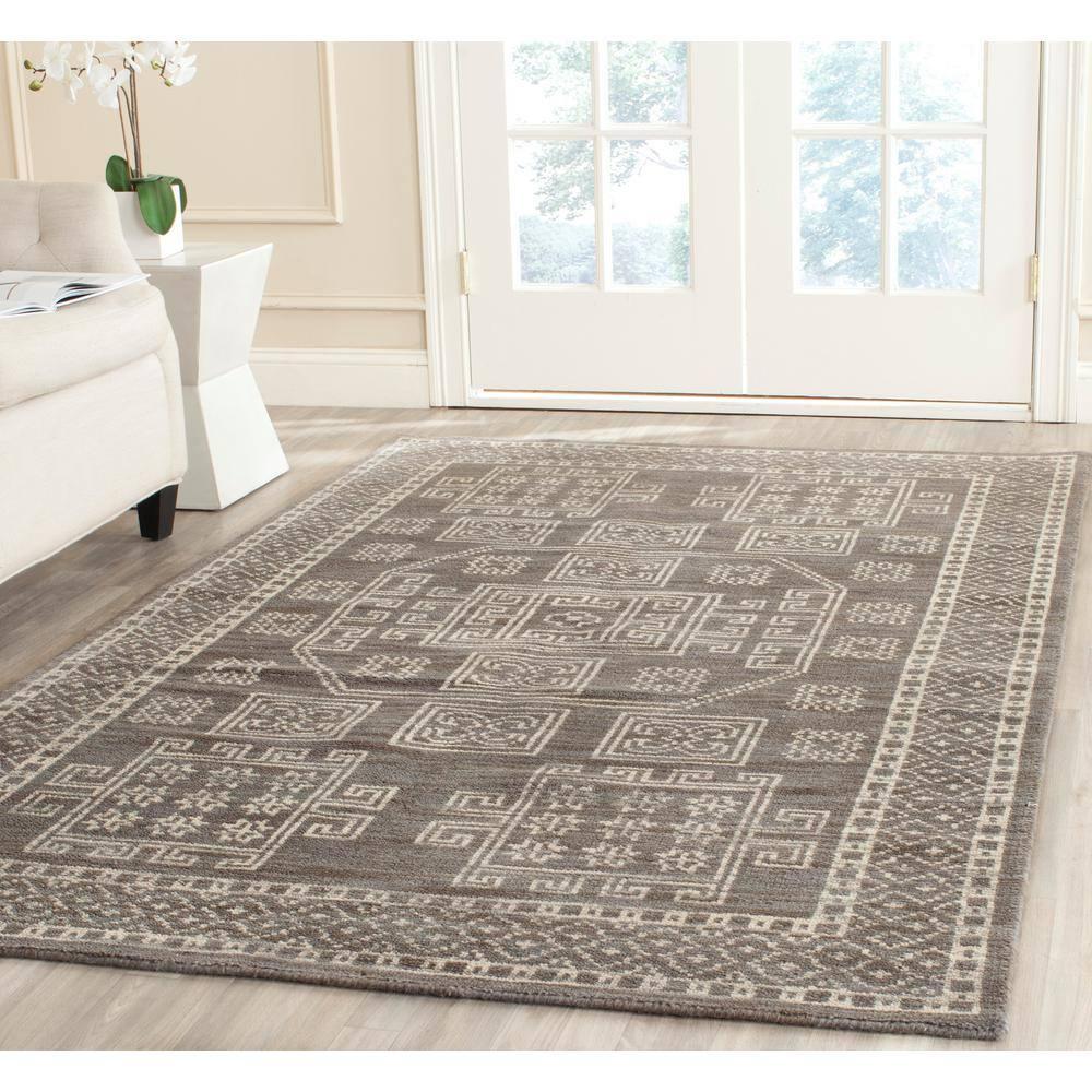 Kenya KNY635 Hand Knotted Area Rug - Grey - 7'x7' - Safavieh.