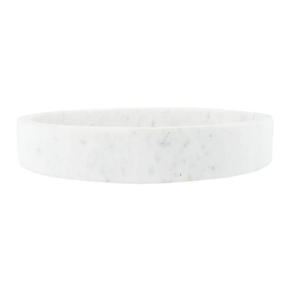 Creative Co-Op Minimalist Round Carved Marble Tray or Charcuterie Board, White