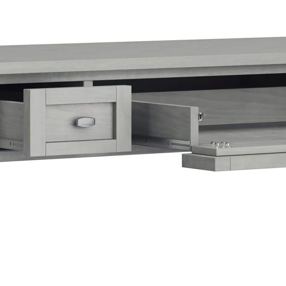 Simpli Home Warm Shaker SOLID WOOD Transitional 48 inch Wide Writing Office Desk in Fog Grey