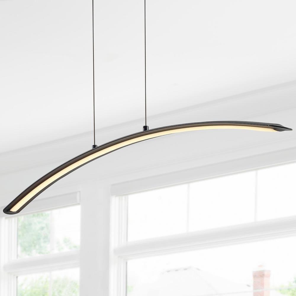 JONATHAN Y Roxanna 41.5" Dimmable Adjustable Integrated LED Metal Linear Pendant, Black