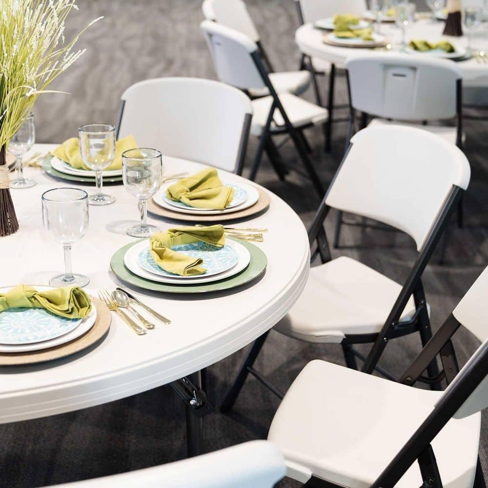 Lifetime 60 inch Round Folding Table, Indoor/Outdoor Commercial Grade, Almond (280435)