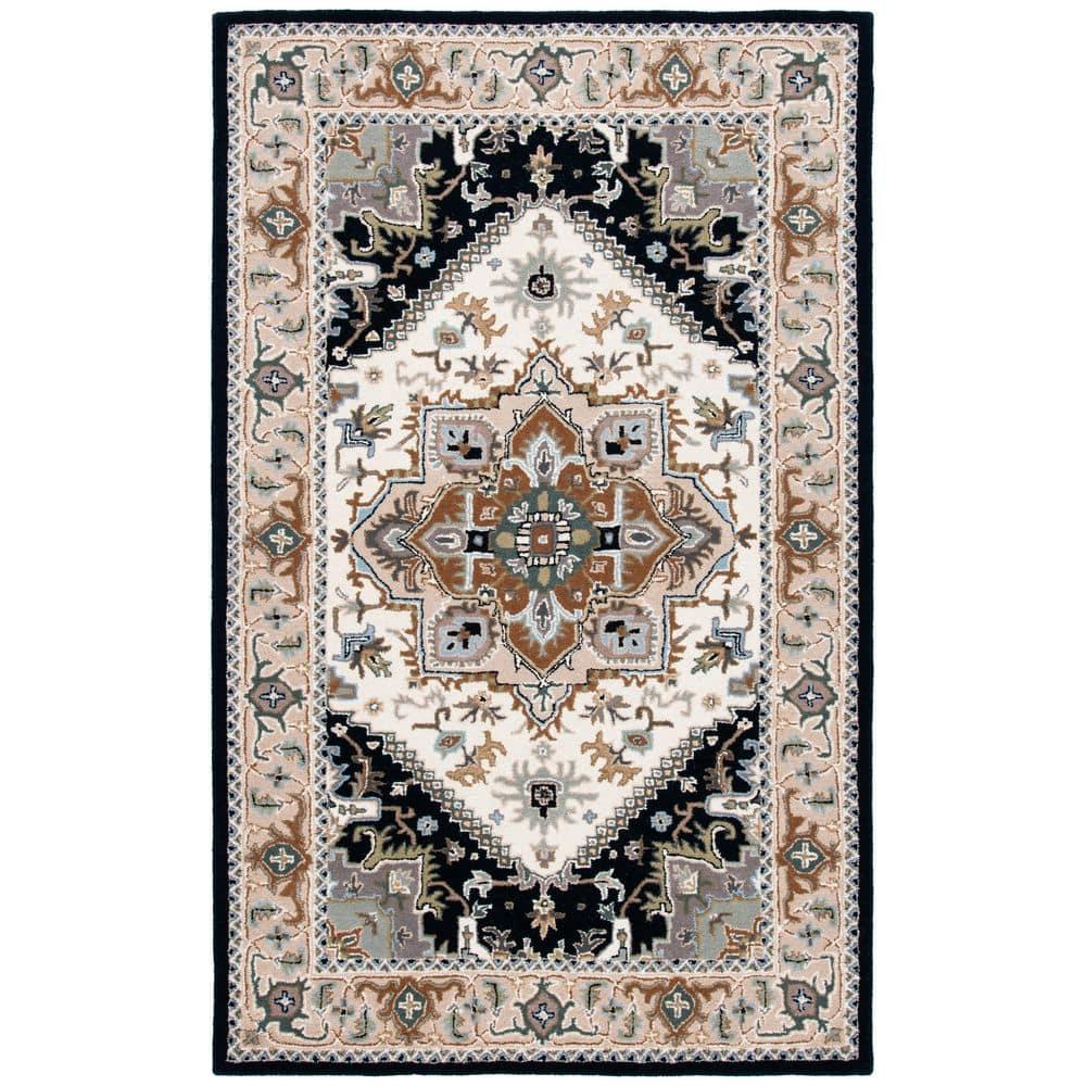 Heritage HG625 Handmade Area Rug - 5'x8' - Beige/Navy - Safavieh