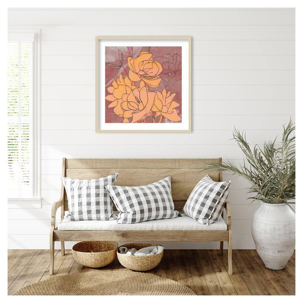 Amanti Art 33"x33" Abstract Pale Roses by Elena Ray Wood Framed Wall Art Print