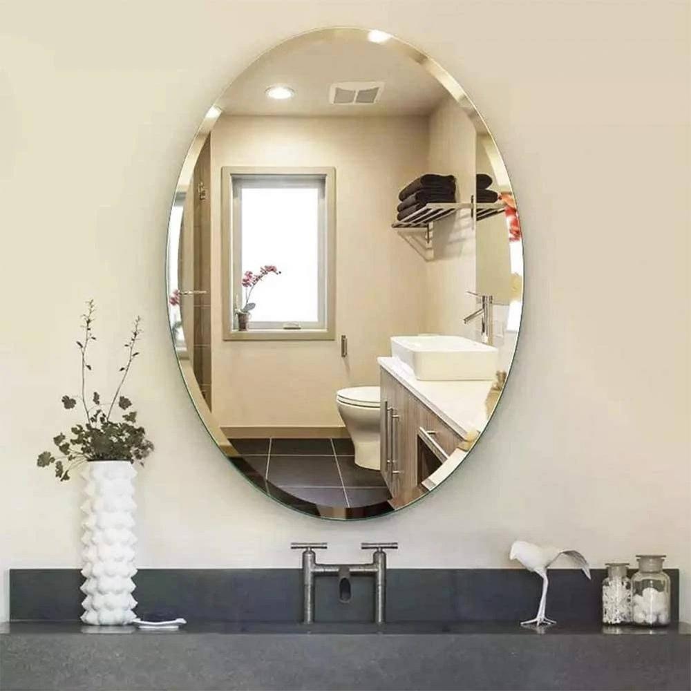 22" X 39" Inch Oval Beveled Polish Frameless Home Mirror With Hooks