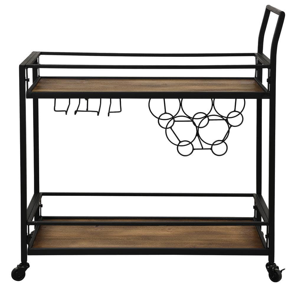 FirsTime & Co. Black Gardner Bar Cart, Industrial, Metal, 29.75 x 12.25 x 32.25 in