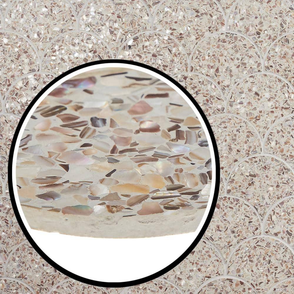 Shoal 5" Fishscale Terrazzo and Pearl Wall & Floor Mosaic Tile (0.74 Sq. Ft. / Sheet)