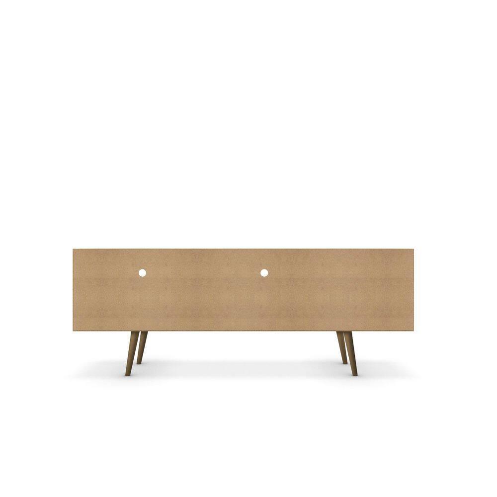 Manhattan Comfort 202AMC67 70.86 in. Liberty Mid-Century - Modern TV Stand with 4 Shelving Spaces & 1 Drawer, White & 3D Brown Prints
