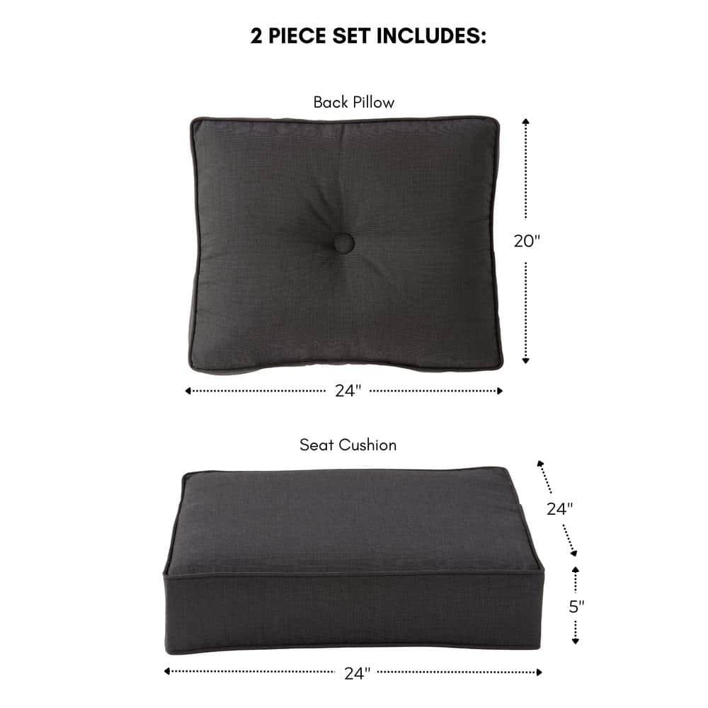 Sunbrella 2-Piece Outdoor Deep Seat Cushion Set in Canvas Coal