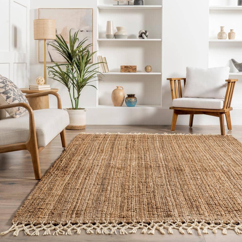 3'x5' Jute Hand Woven Raleigh Area Rug Natural - nuLOOM: Rectangle, Medium Pile, Contemporary, Indoor Use