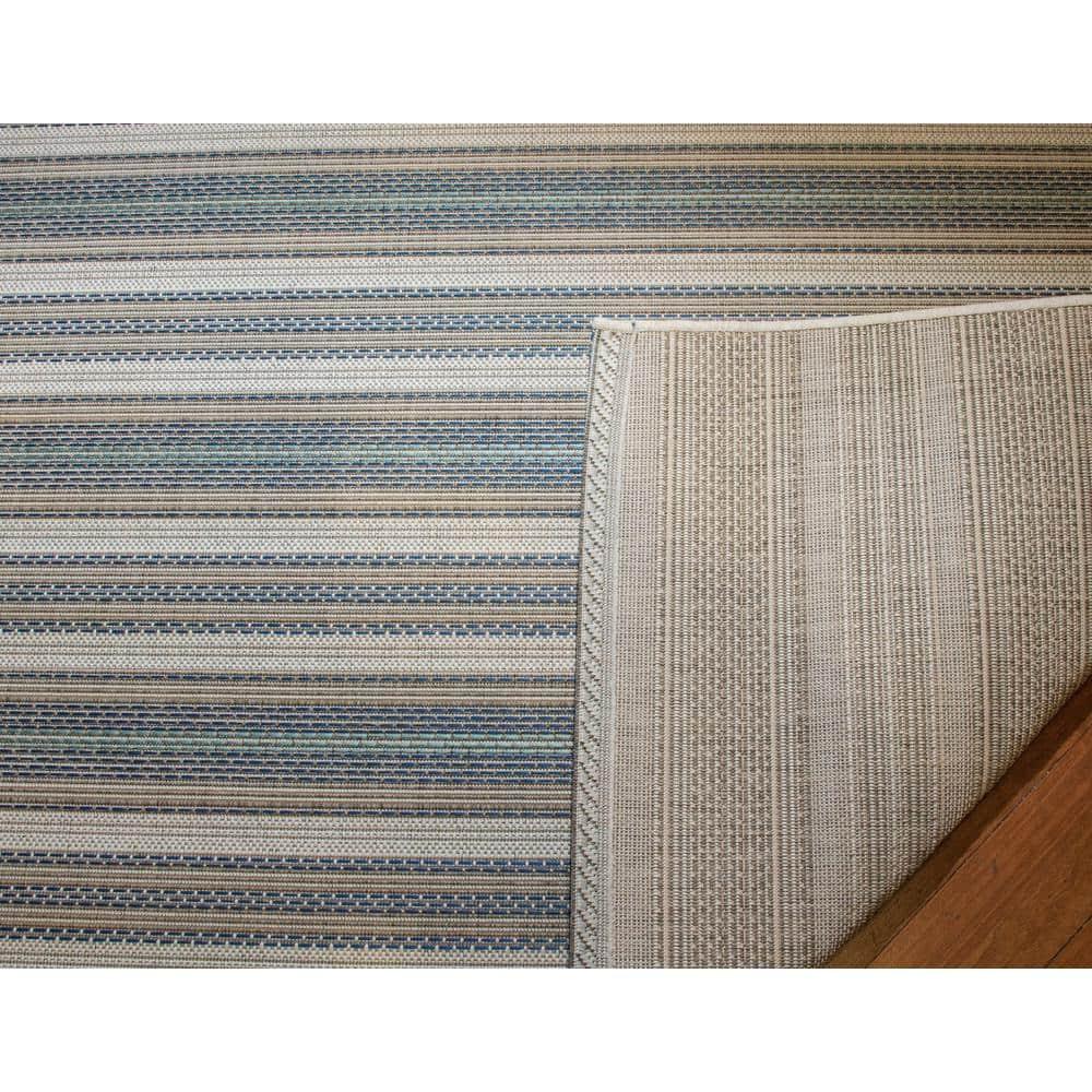 Couristan Monaco Marbella Indoor / Outdoor Area Rug, Ivory-Sand-Azure Blue, 5'3" x 7'6"