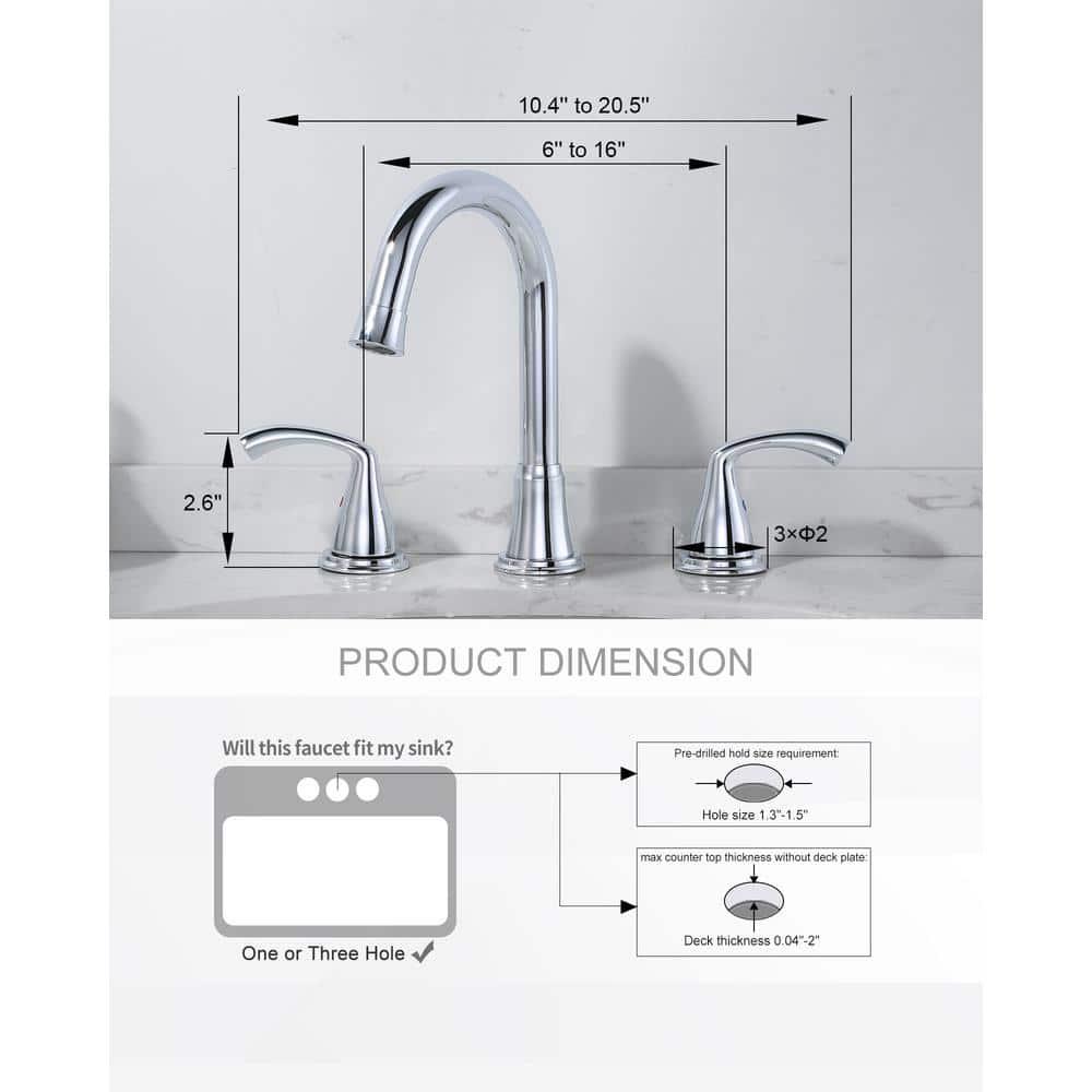 Widespread 2-handle Bathroom Faucet with Drain Assembly