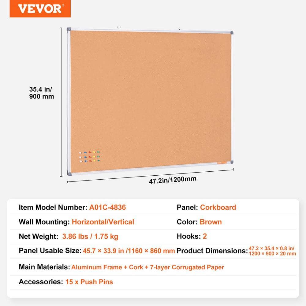 Stellweilan Tessberg 48"x36" Large Cork Board – Wall-Mounted Bulletin Board with Pin Board – Perfect for School, Home, Office