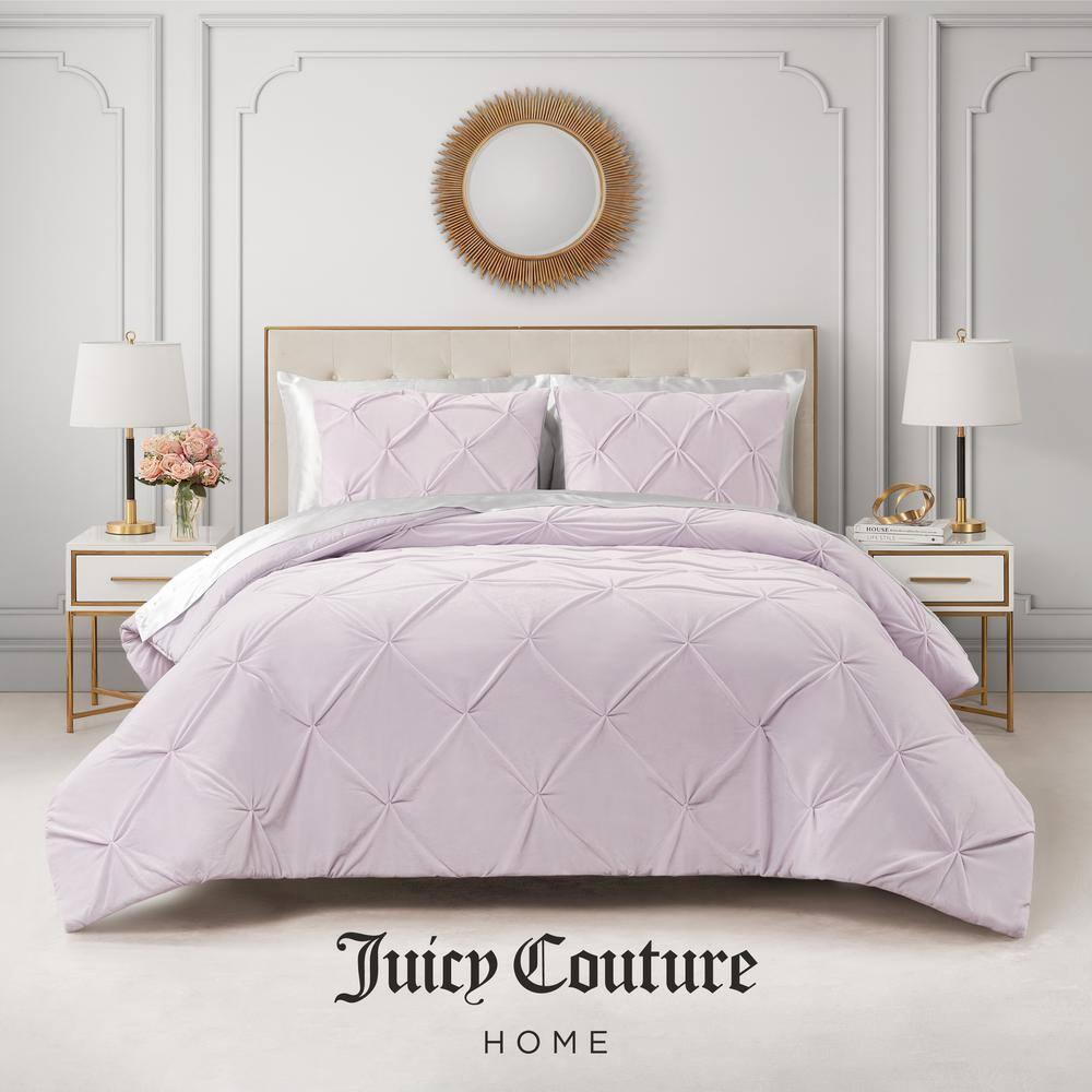 Lavender Purple Twin Microfiber Comforter Set with Pleated Design
