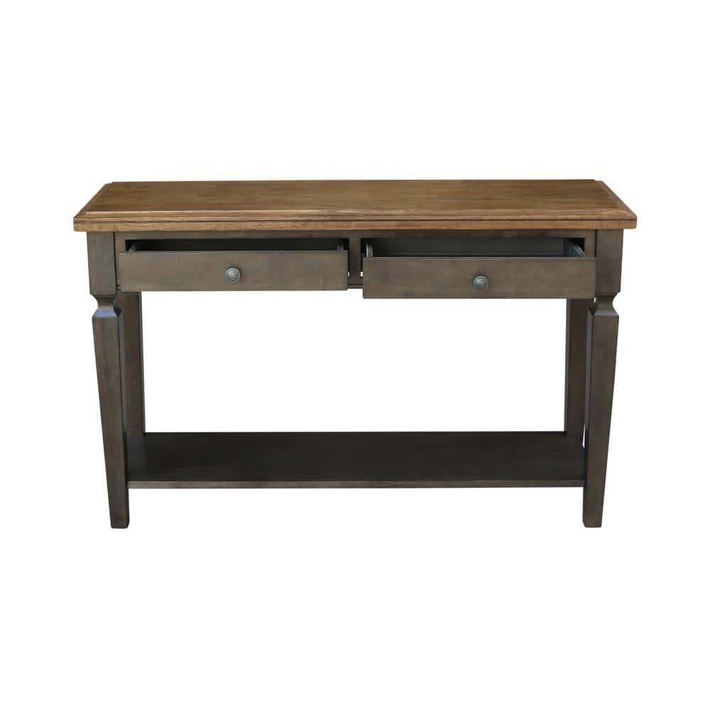 Vista Solid Wood Console/Sofa Table in Hickory/Washed Coal