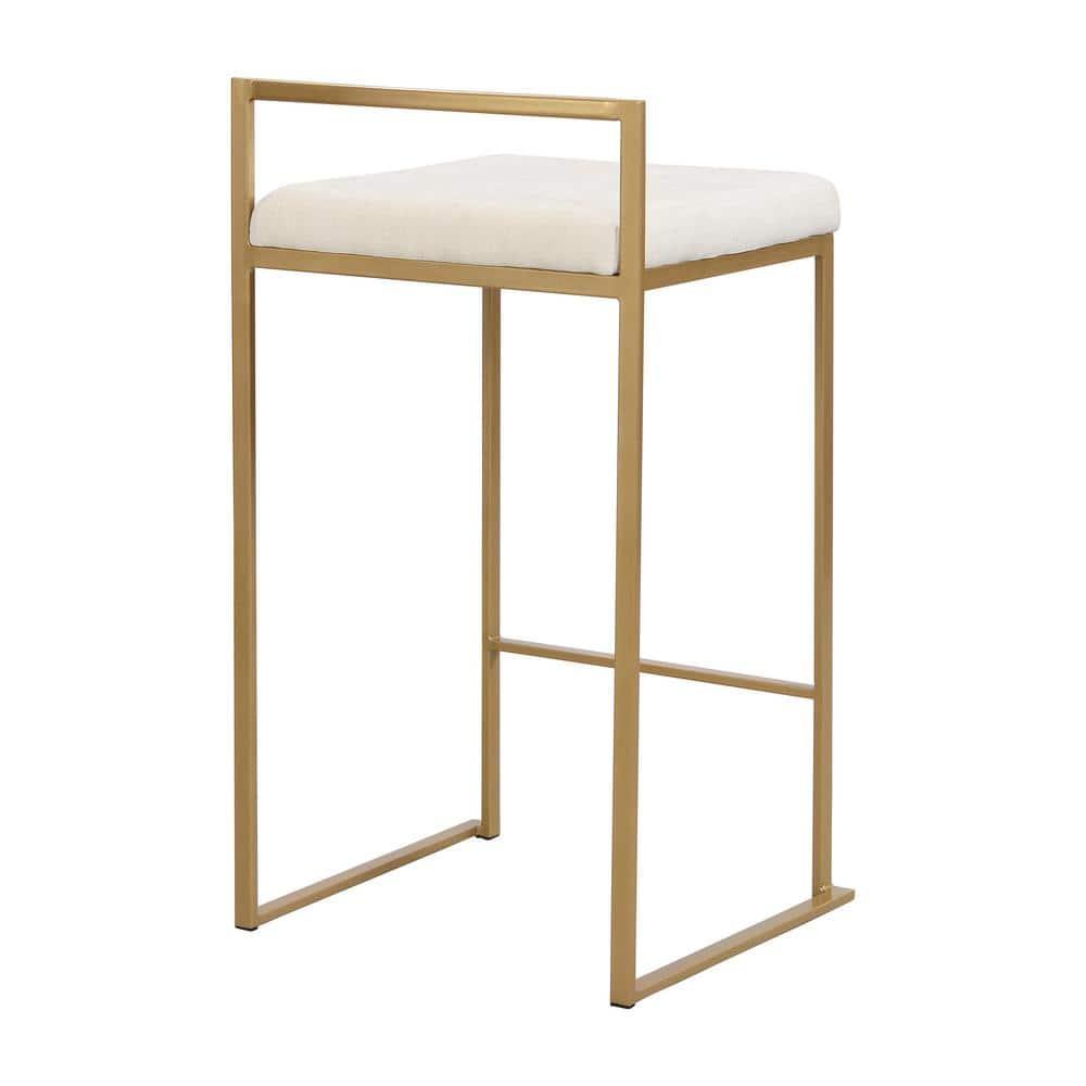 Carolina Living Lucien 25.25" Upholstered Counter Stool - Gold - Cream Upholstery