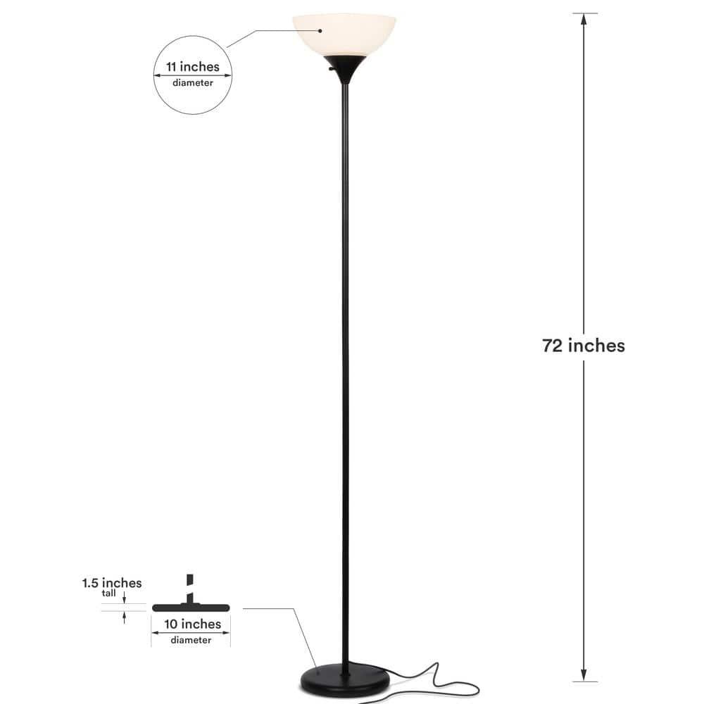 Brightech Sky Dome 72 in. Black Torchiere LED Uplight Floor Lamp