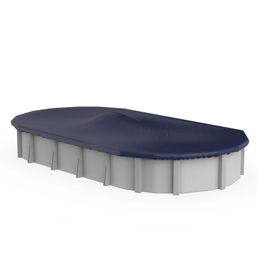 Winter Block 12' x 18' UV Resistant Oval Dark Blue Pool Cover for Above-Ground Pools