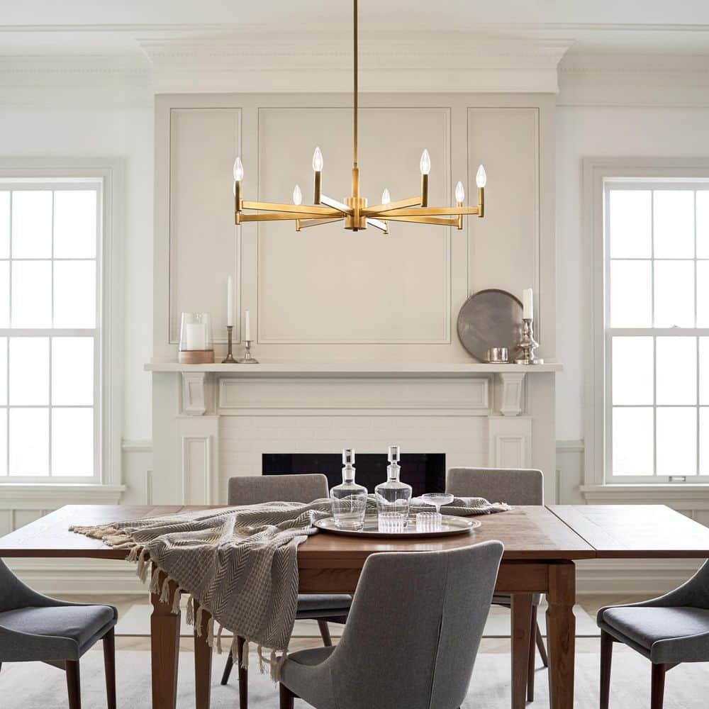 Erzo 9.25" 8 Light Chandelier in Natural Brass