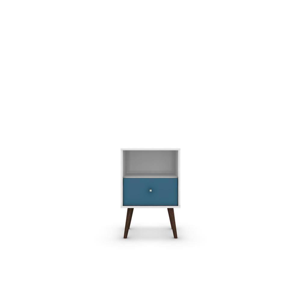 Liberty 1.0 Mid Century Modern Nightstand White/Aqua Blue - Manhattan Comfort