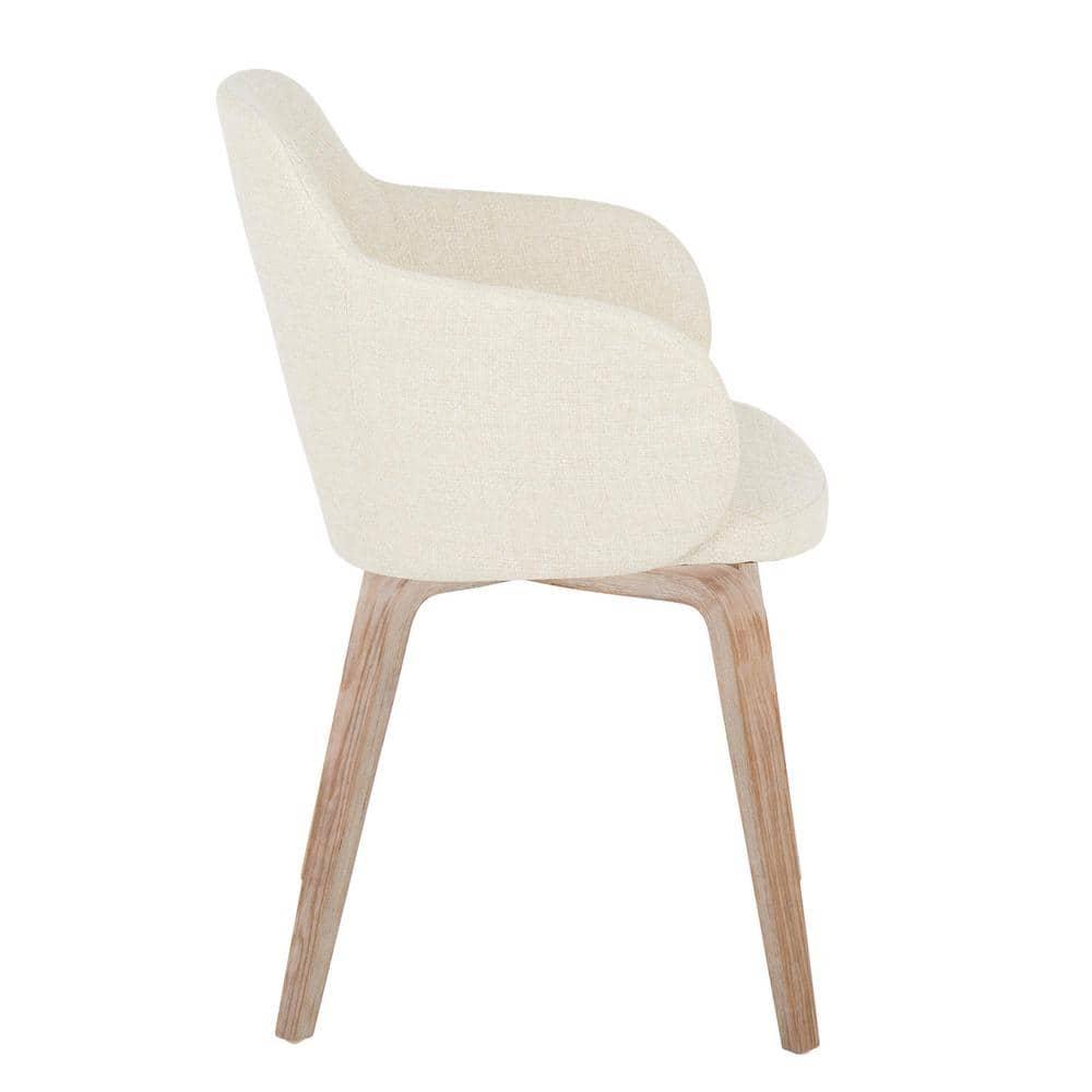 Boyne Contemporary Dining/Accent Chair In Whitewashed Wood And Cream Noise Fabric - Set Of 2 (Set of 2)