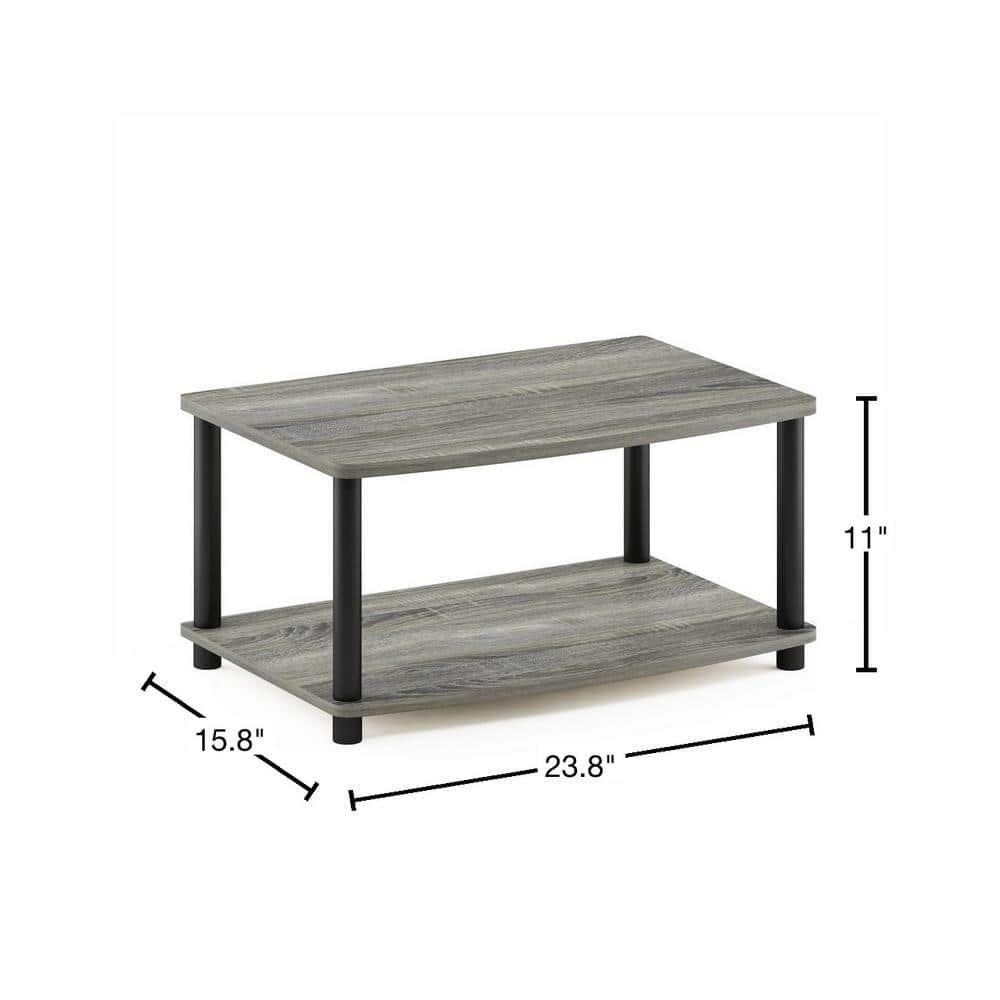 Furinno Industrial No Tools Elevated TV Stands with 2-tier Open Storage Shelves TV Console for TVs up to 25 inch Oak Grey/Black