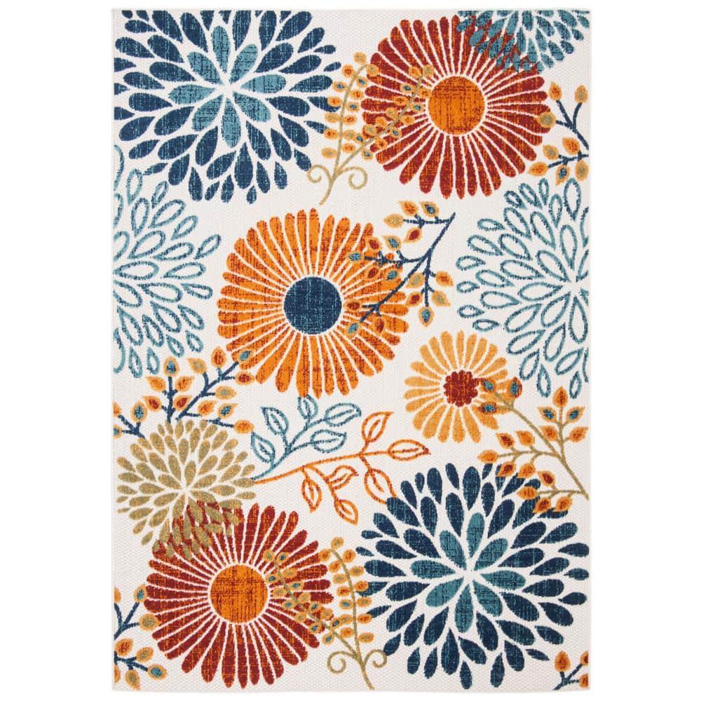 Cabana CBN832 Power Loomed Indoor/Outdoor Area Rug - Creme/Red - 5'3"x7'6" - Safavieh