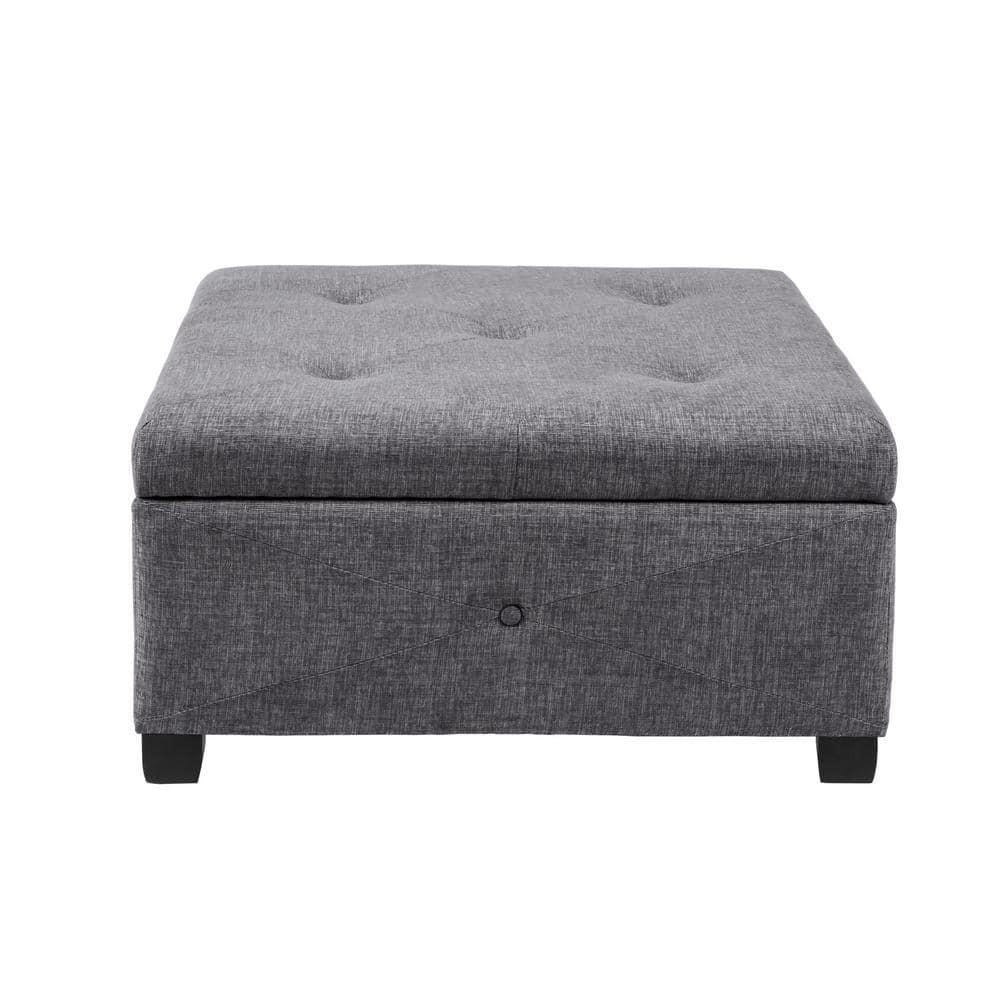 Della Button Tufted Square Storage Ottoman