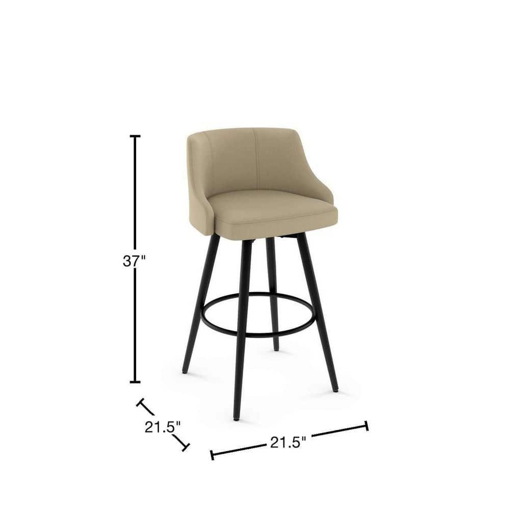 Amisco Duncan 26 In. Swivel Counter Stool - Beige Fabric / Black Metal