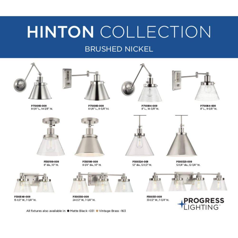 Progress Lighting, Hinton Collection, 1-Light, Semi-Flush Mount Ceiling Light, Brushed Nickel, Metal Shade