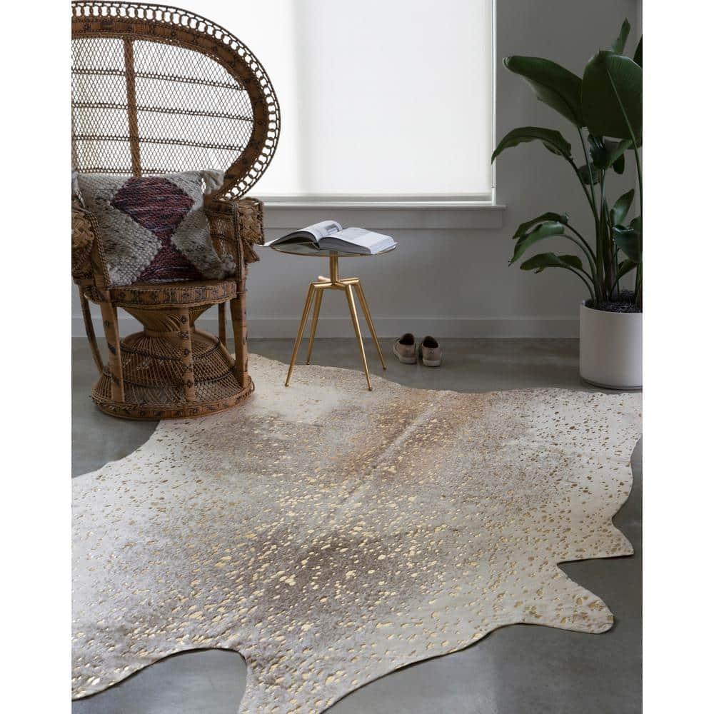 Loloi II Bryce Faux Cowhide Pewter / Gold Area Rug