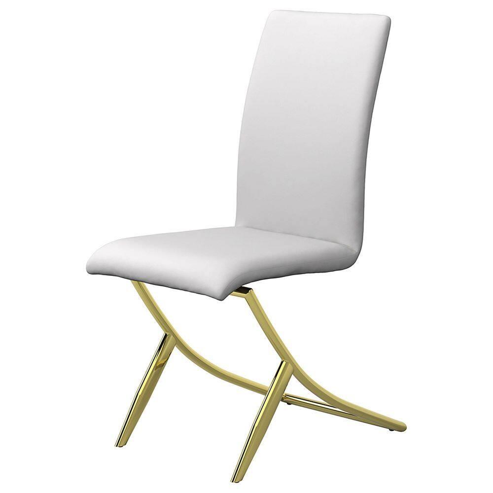 Coaster Chanel Upholstered Faux Leather Dining Chairs in White