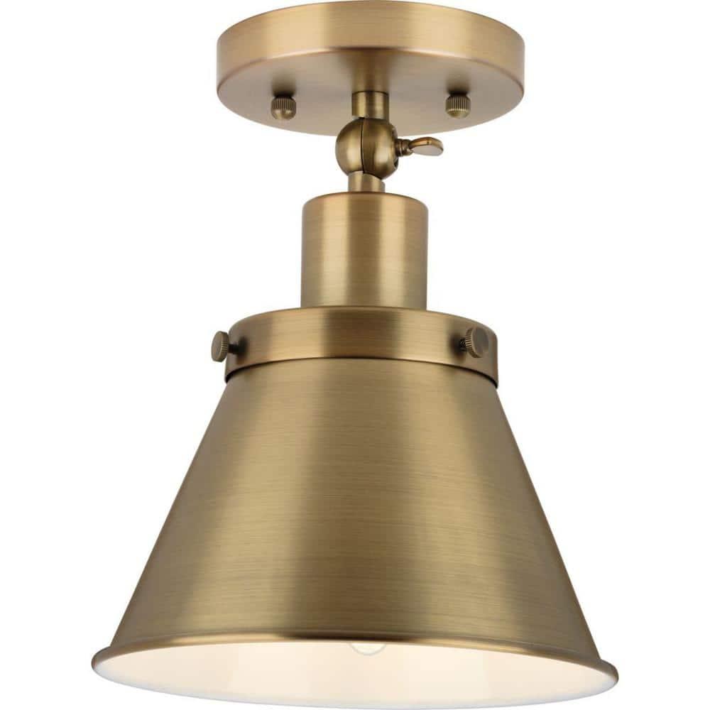 P350199-163-Progress Lighting-Hinton - 1 Light Flush Mount-Vintage Brass Finish