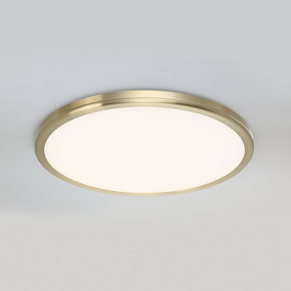WAC Lighting dweLED, Geos 22in LED Round Low-Profile Flush Mount 2700K in Brass